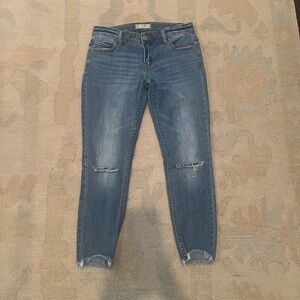 Free People Distressed Skinny Jeans in Blue